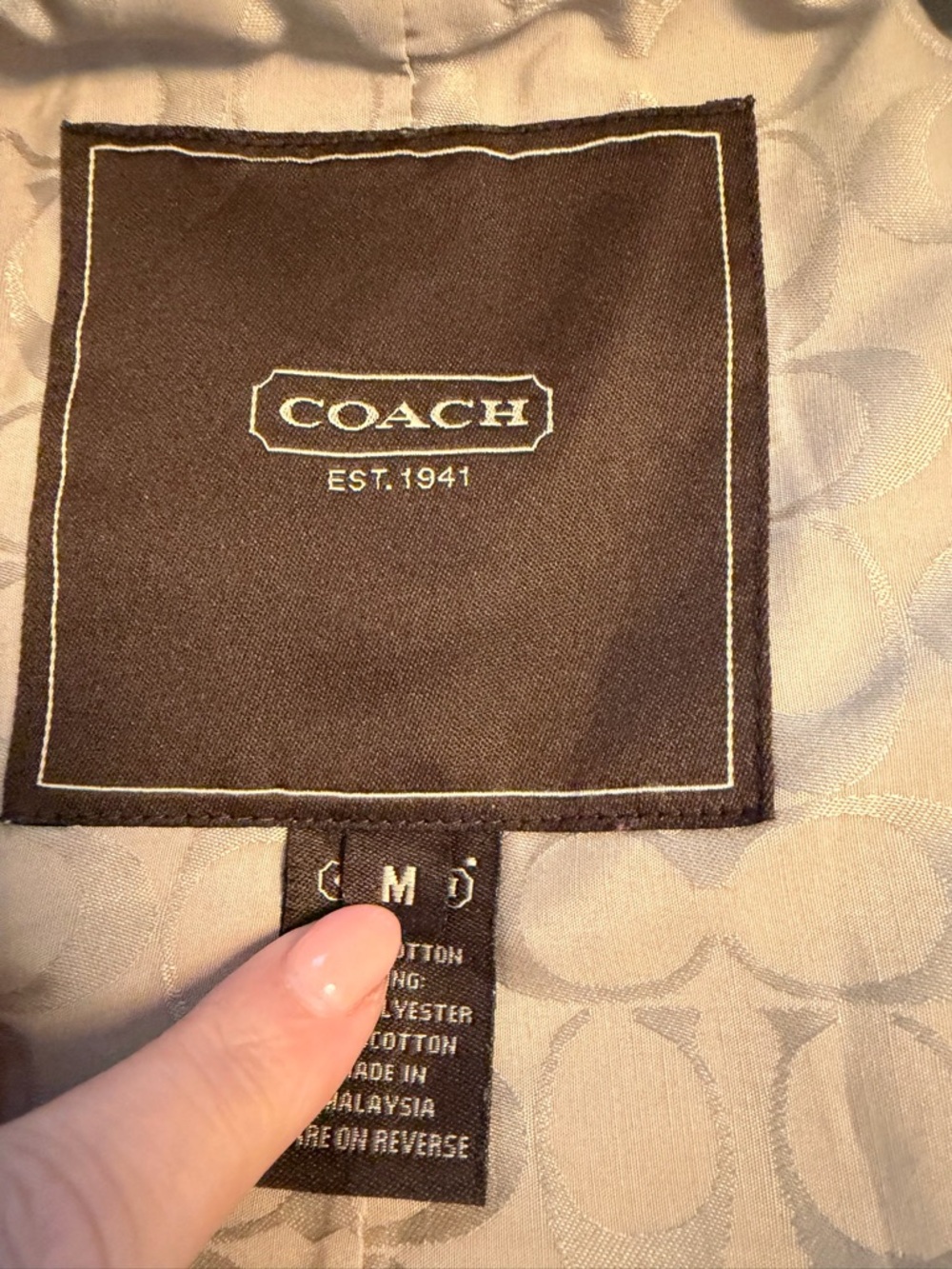 Coach Beige Single-Breasted Trench Coat - Picture 7 of 12